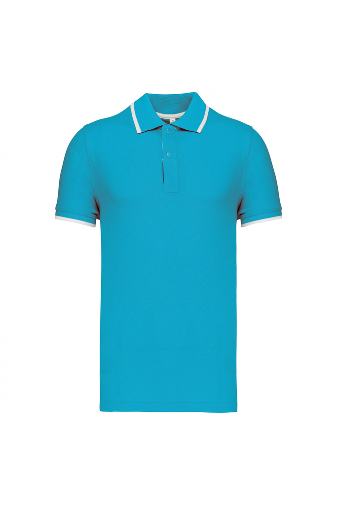 K245 - Polo korte mouwen (Light Turquoise / White / Navy, Small)