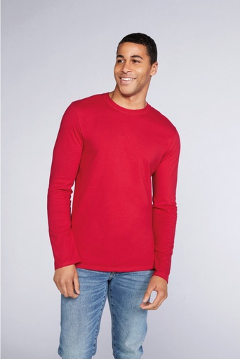 GI64400 - Softstyle® Euro Fit Adult Long Sleeve T-shirt (Wit, Small)