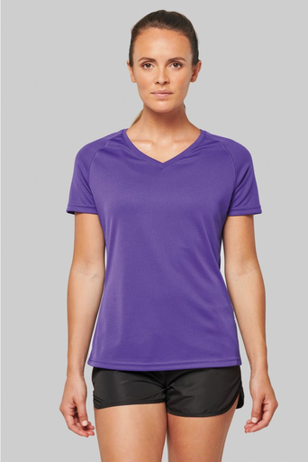 PA477 - Dames sport-t-shirt V-hals (Wit, X-Small)