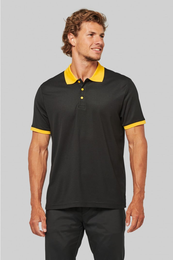 PA489 - Heren-sportpolo (Zwart/Rood, X-Small)