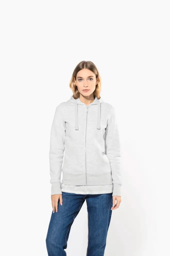 K464 - Damessweater met rits en capuchon