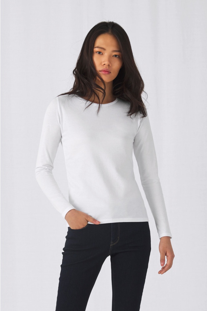 E190VLS - Ladies' T-shirt long sleeve- B&C (Wit, X-Small)